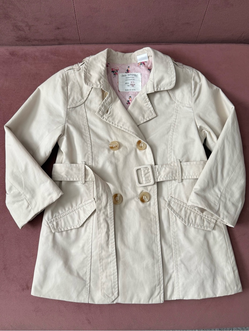 ZARA Baby Girl Beige Trench Coat | Size 2T 🤍